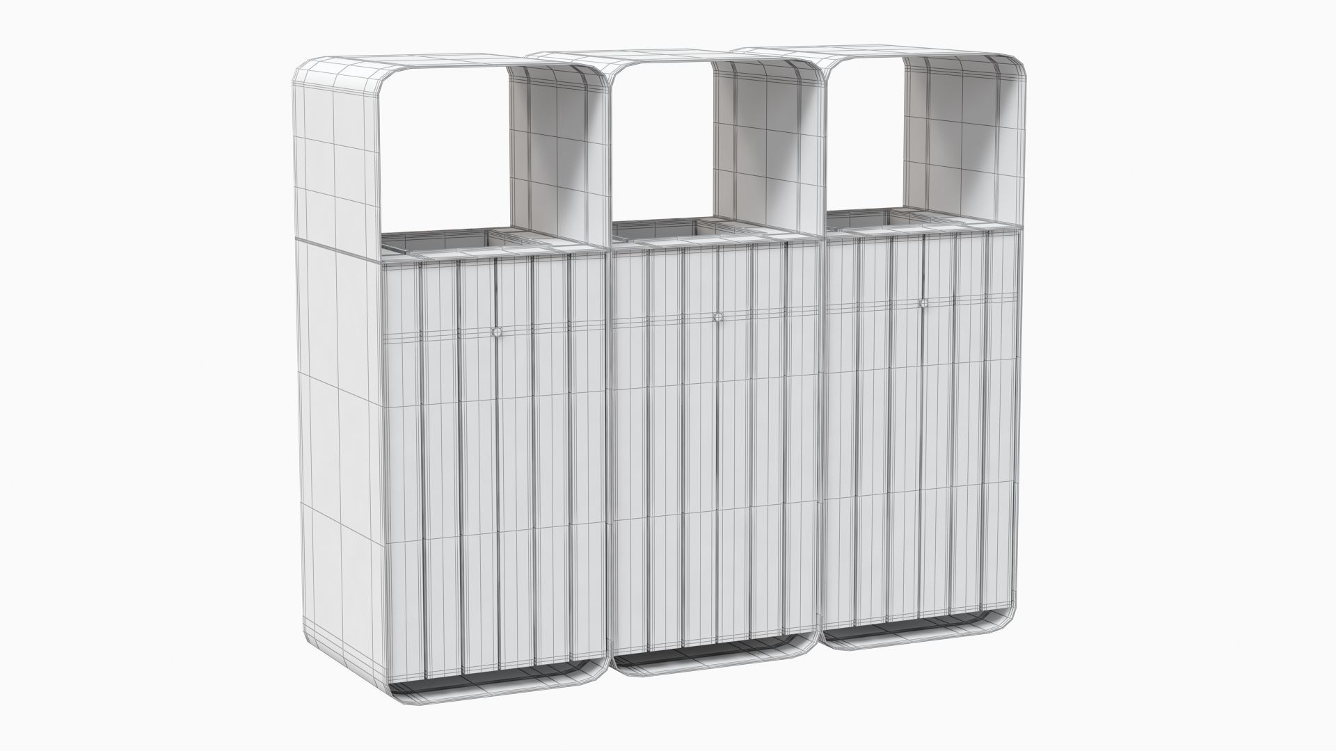 HANKO M Triple-Sort Modular Recycling Bin for Outdoor 3D model_14