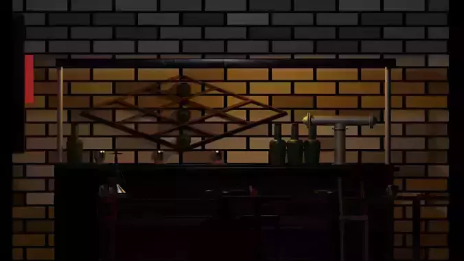 Cafe model bar with brick wall