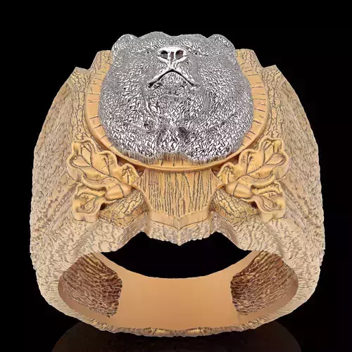 Bear wood ring  gold printable jewelry 3D model