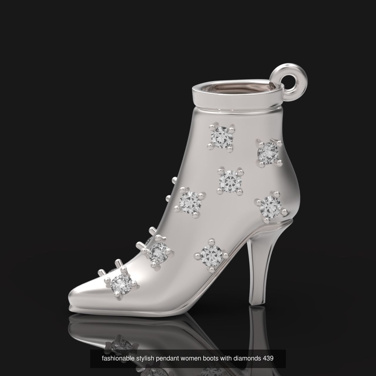 set fashionable stylish pendant women shoes with diamonds 439 3D Model Collection_2