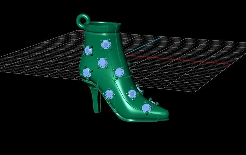 set fashionable stylish pendant women shoes with diamonds 439 3D Model Collection_40