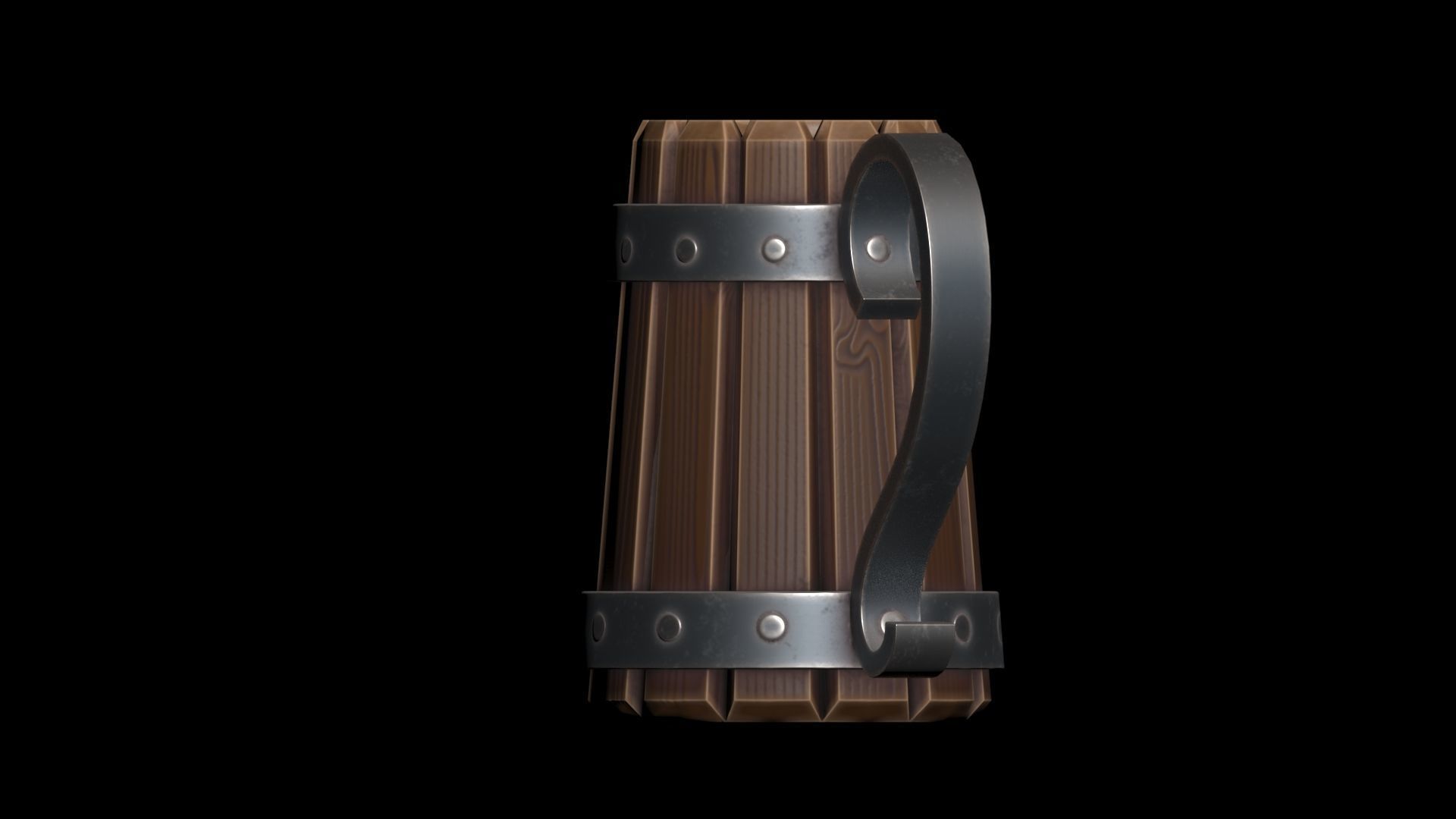 Stylized Wooden Mug Low-poly 3D model_8
