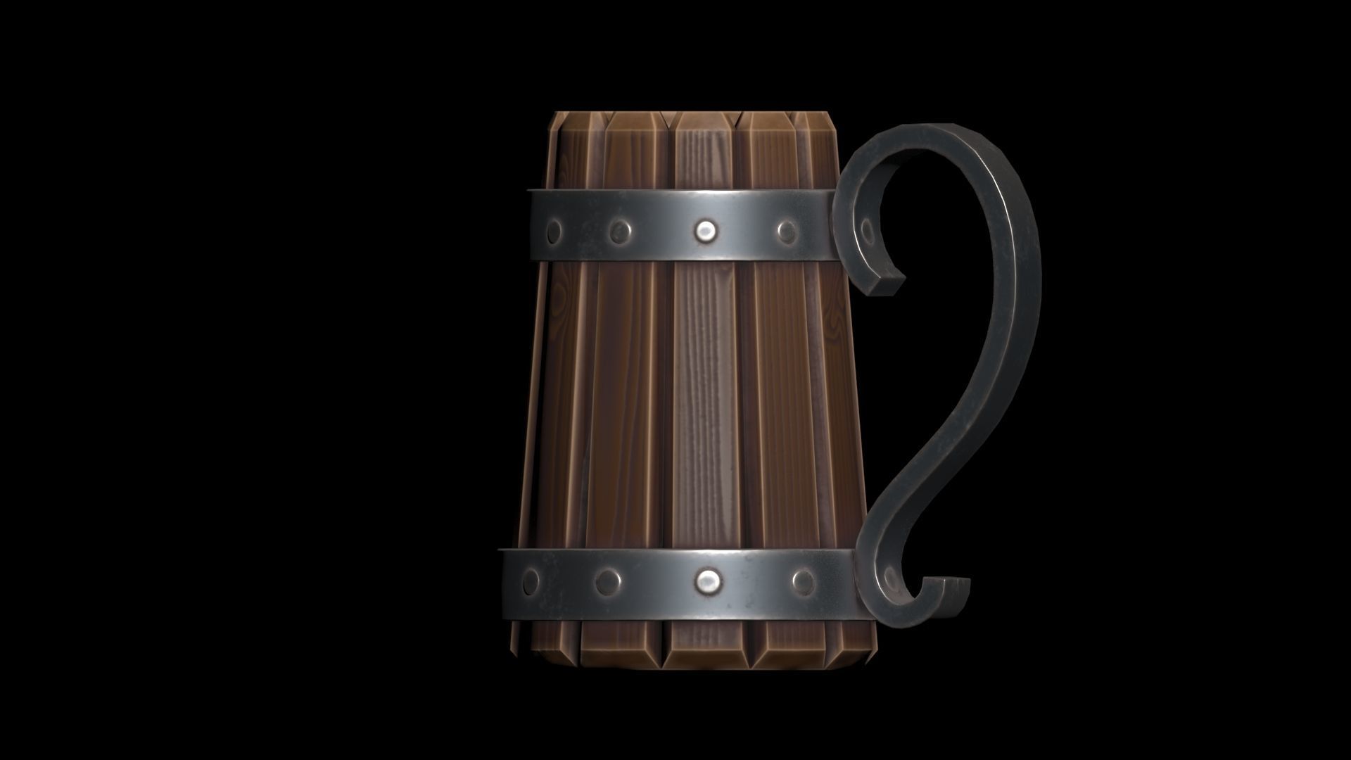 Stylized Wooden Mug Low-poly 3D model_6