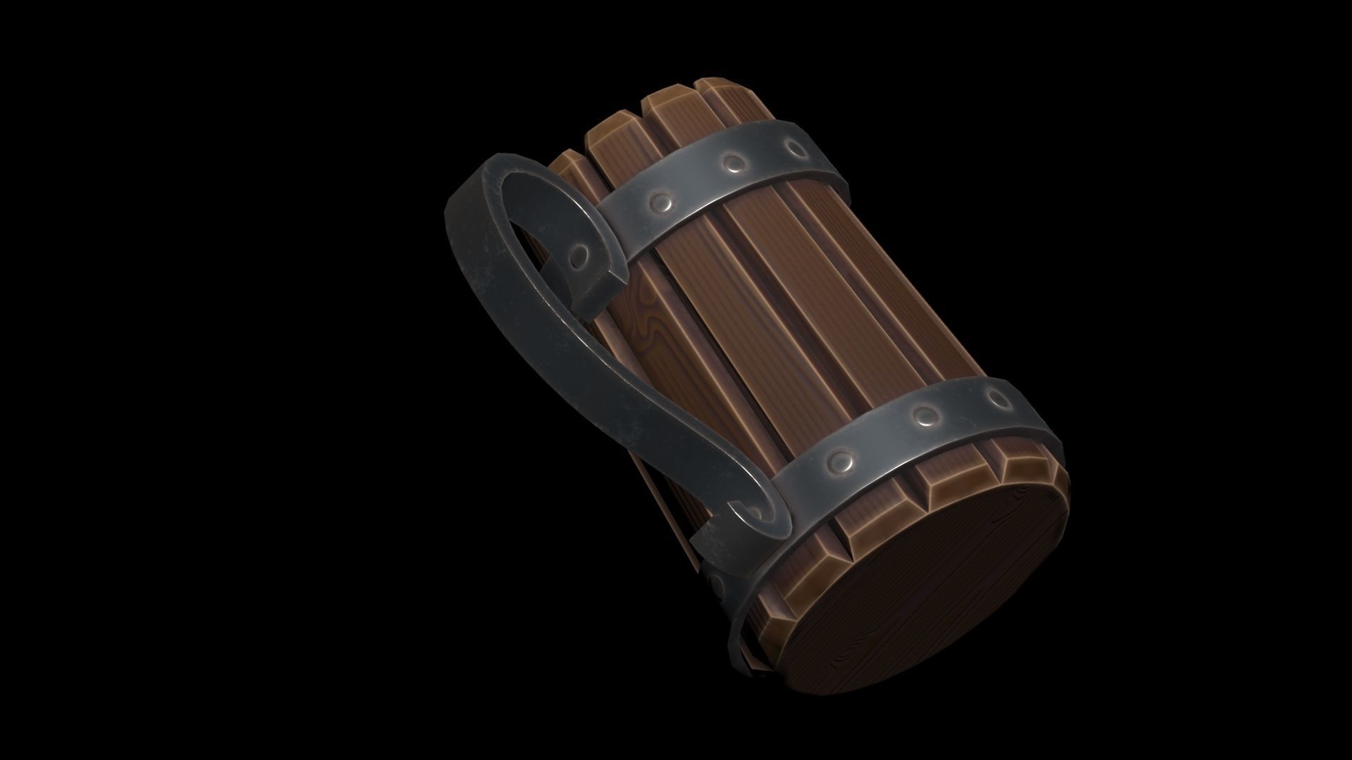 Stylized Wooden Mug Low-poly 3D model_2