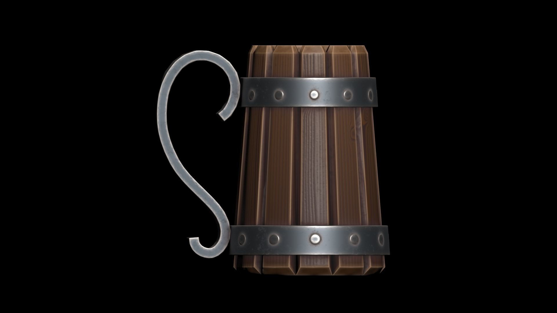 Stylized Wooden Mug Low-poly 3D model_11