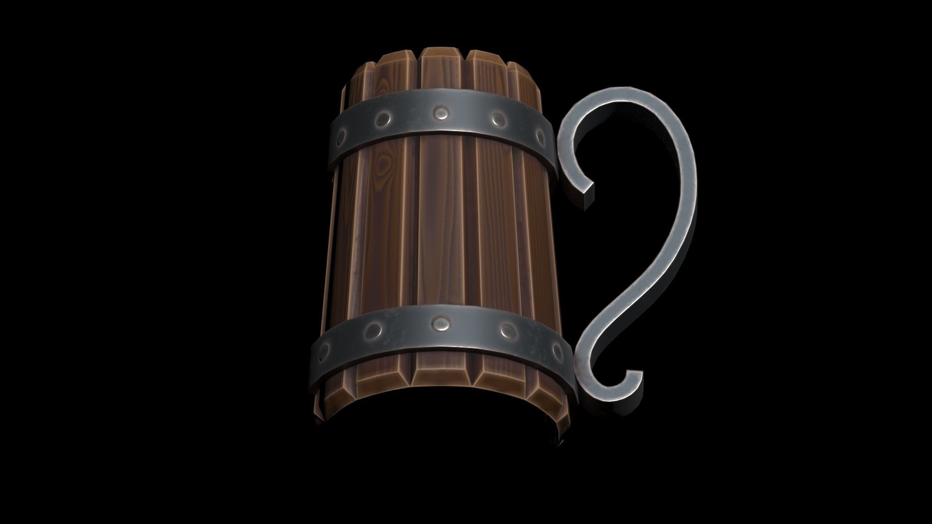 Stylized Wooden Mug Low-poly 3D model_4