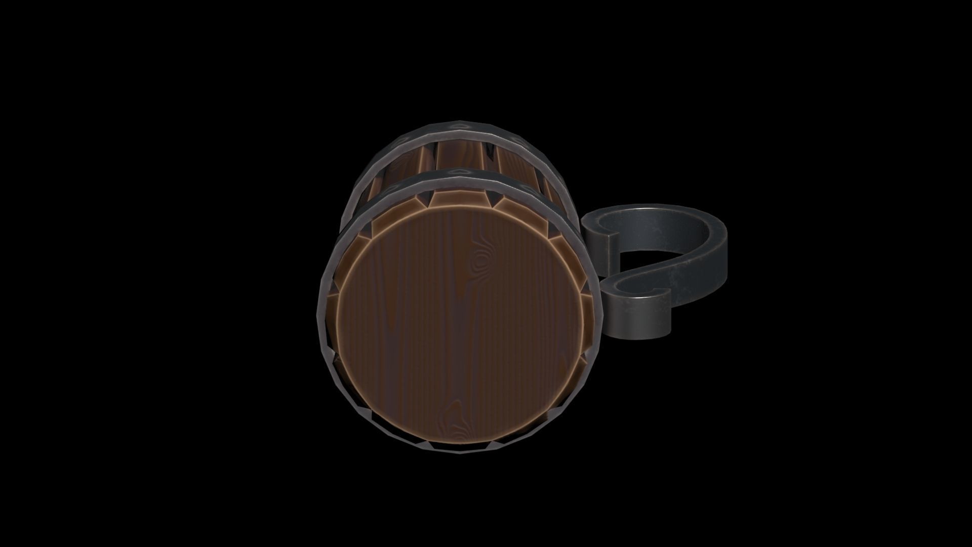 Stylized Wooden Mug Low-poly 3D model_15