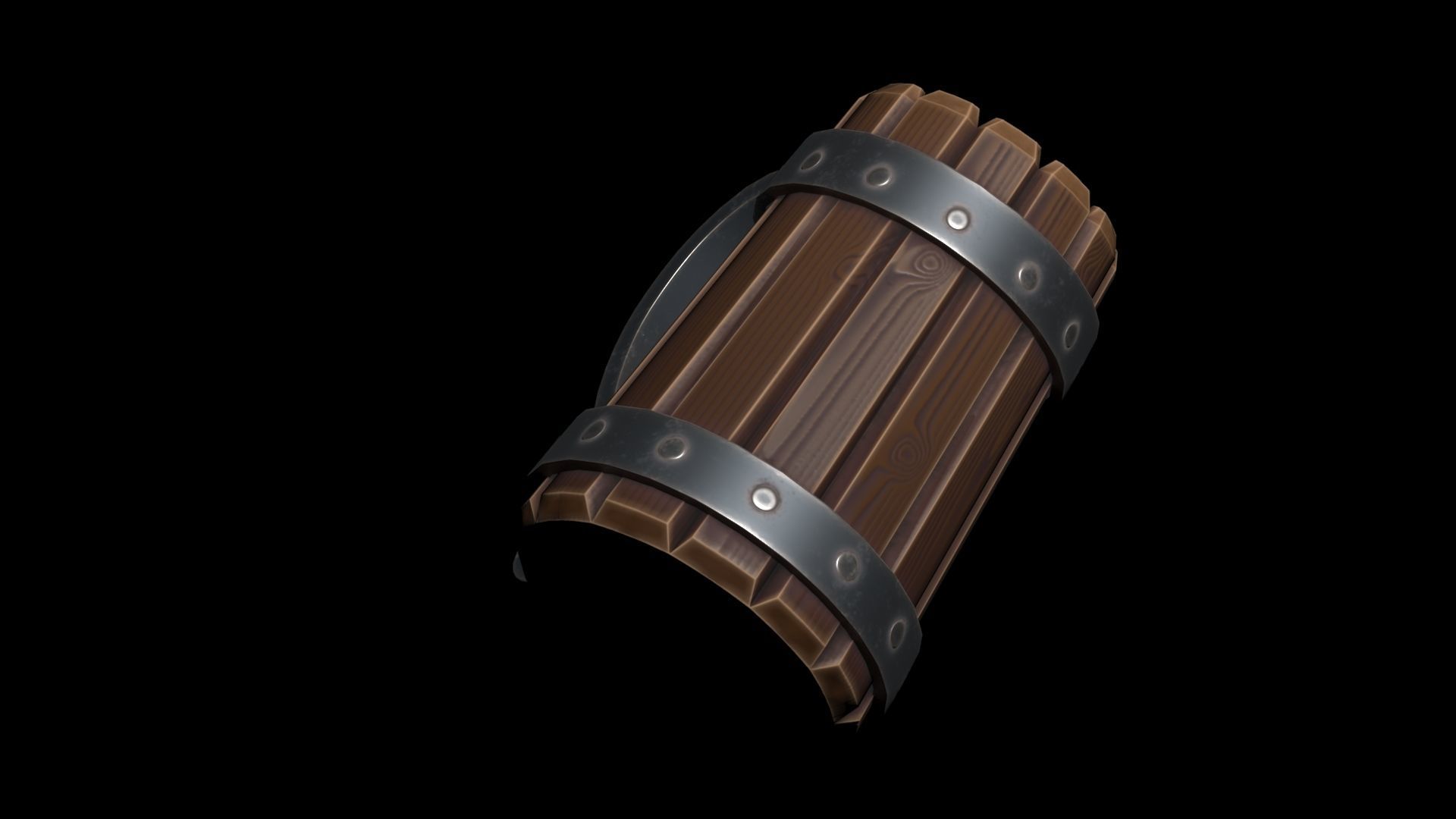 Stylized Wooden Mug Low-poly 3D model_3