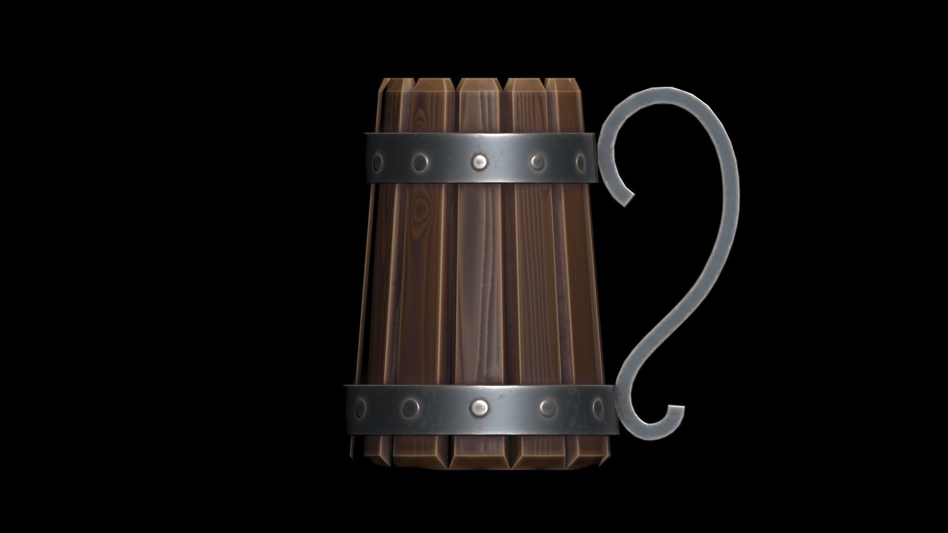 Stylized Wooden Mug Low-poly 3D model_1