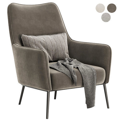 cortez theo onyx chair 3D model 2
