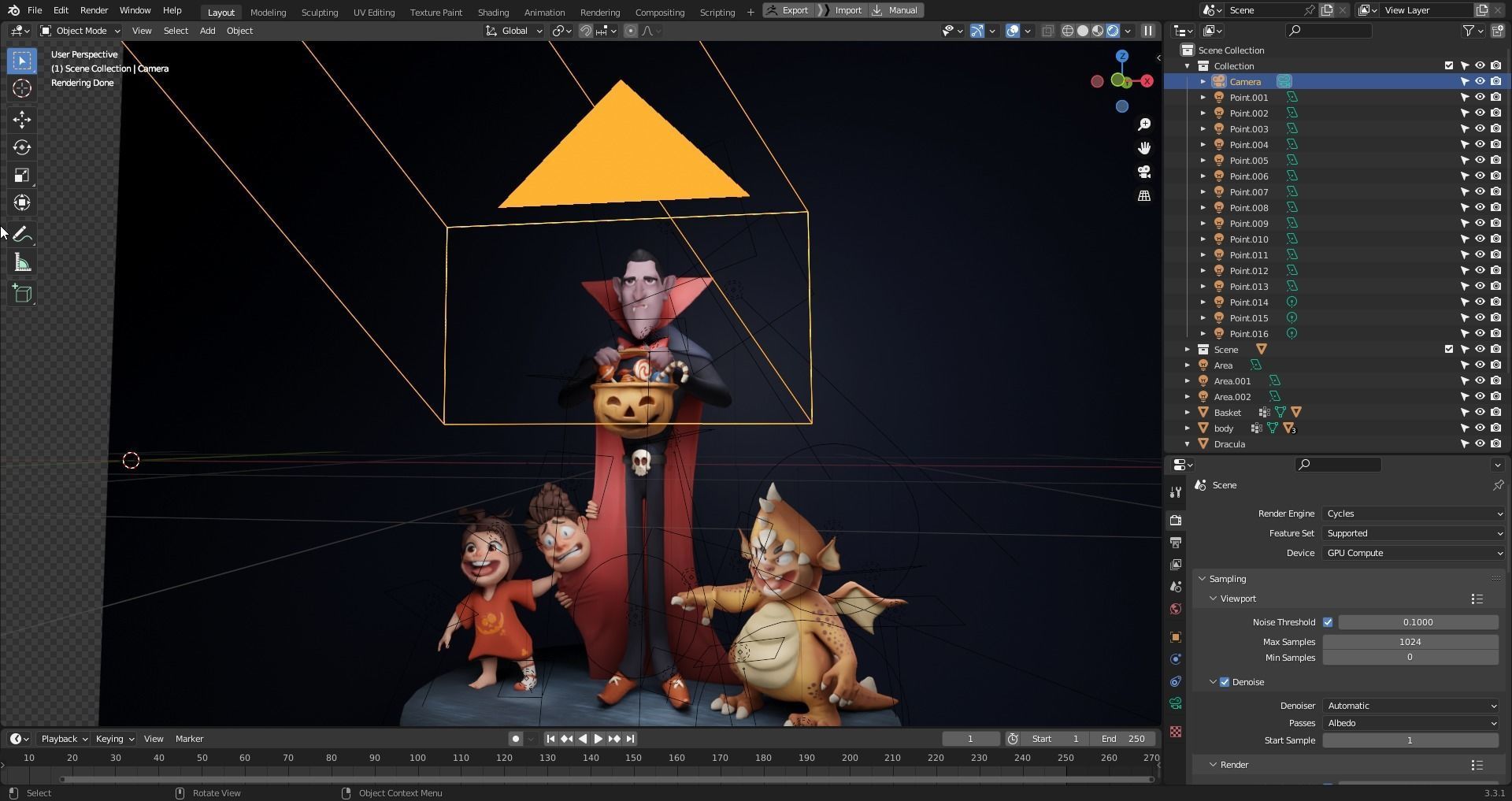 Halloween Special 4 Stylized Characters Including Pumpkin Basket 3D model_6