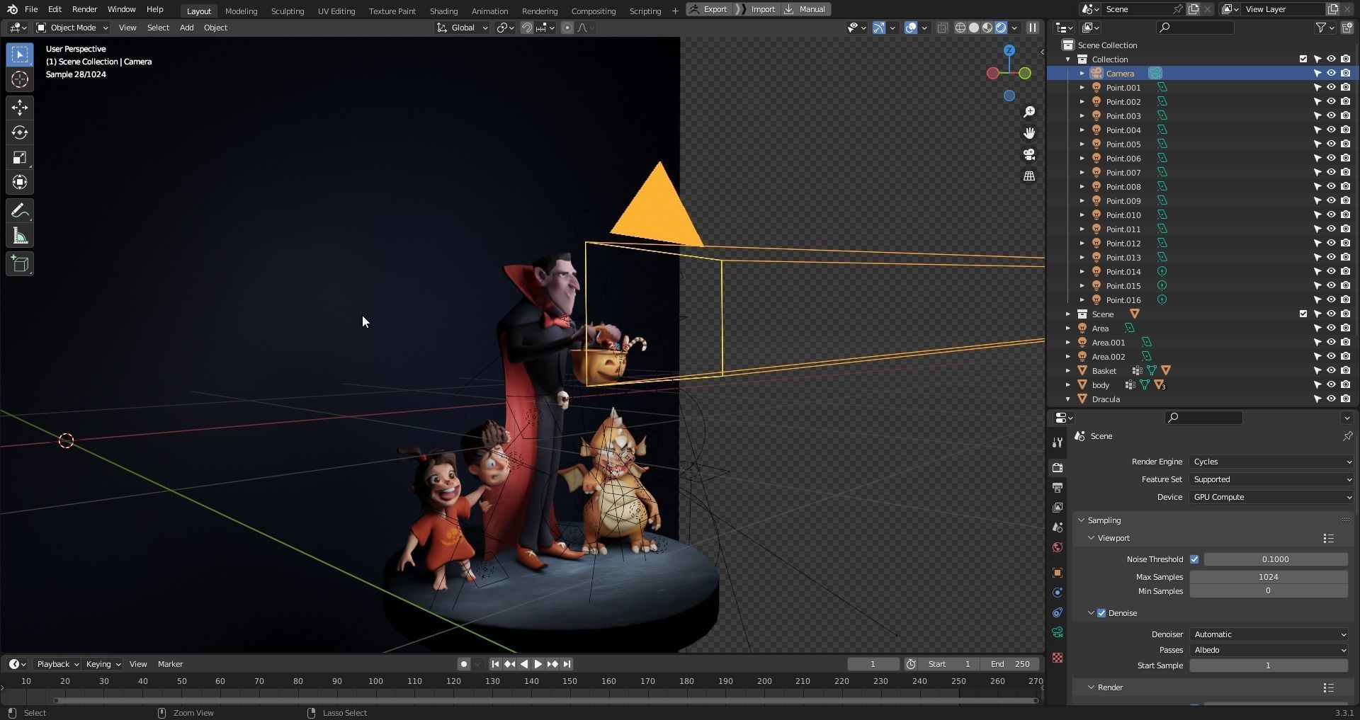 Halloween Special 4 Stylized Characters Including Pumpkin Basket 3D model_9