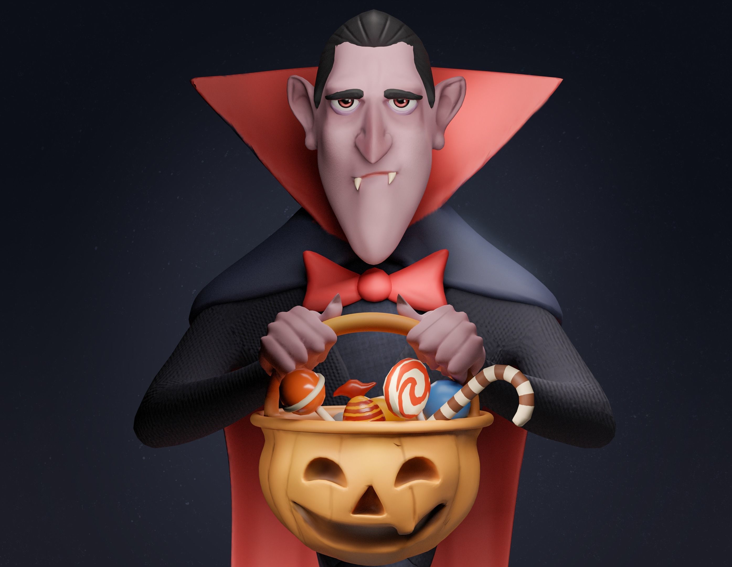 Halloween Special 4 Stylized Characters Including Pumpkin Basket 3D model_2