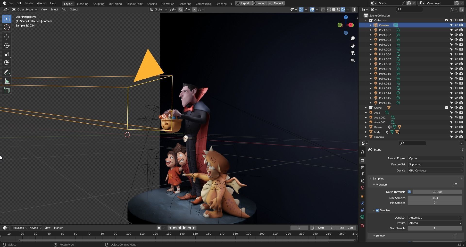Halloween Special 4 Stylized Characters Including Pumpkin Basket 3D model_8