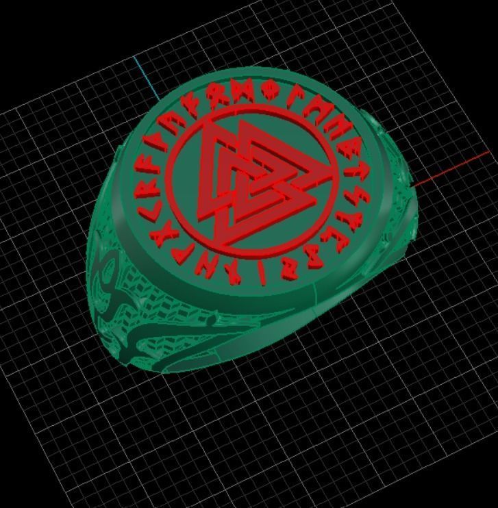 valknut ring 3D print model_5