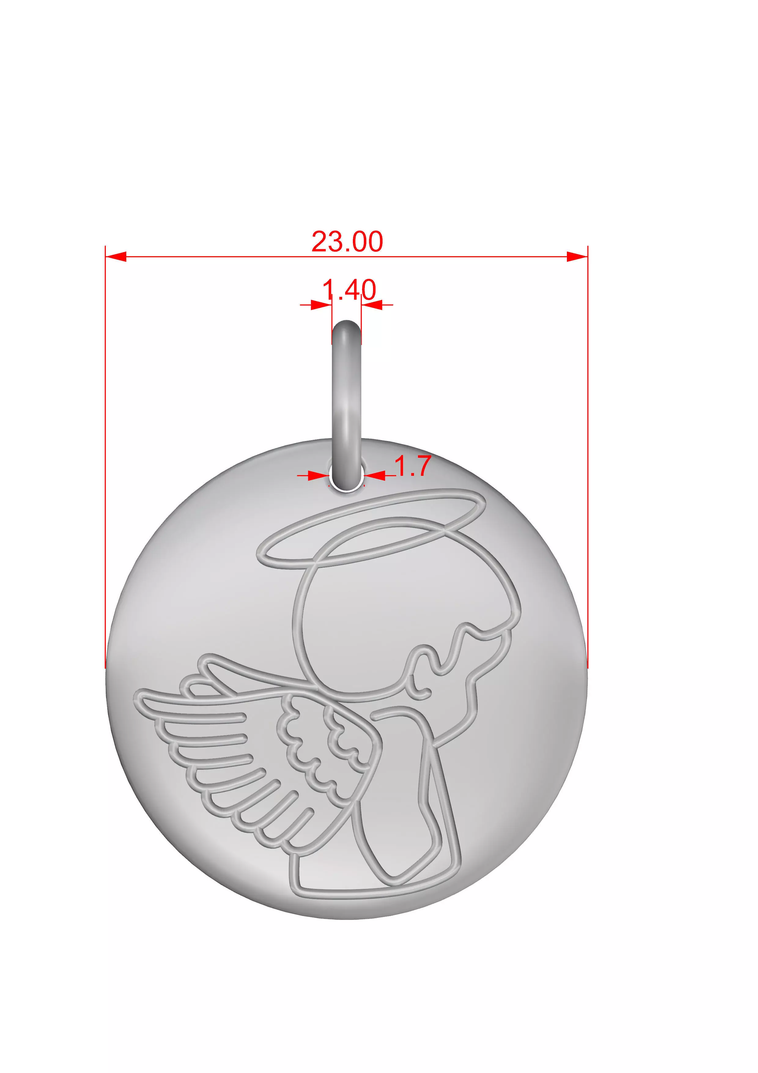 Angel Pendant 3D print model_0