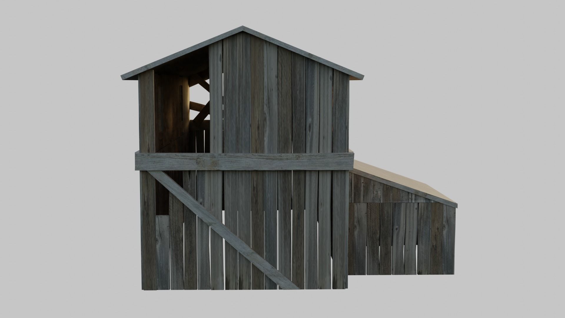 Old Wooden Farmhouse Low poly 3D Model Low-poly 3D model_7