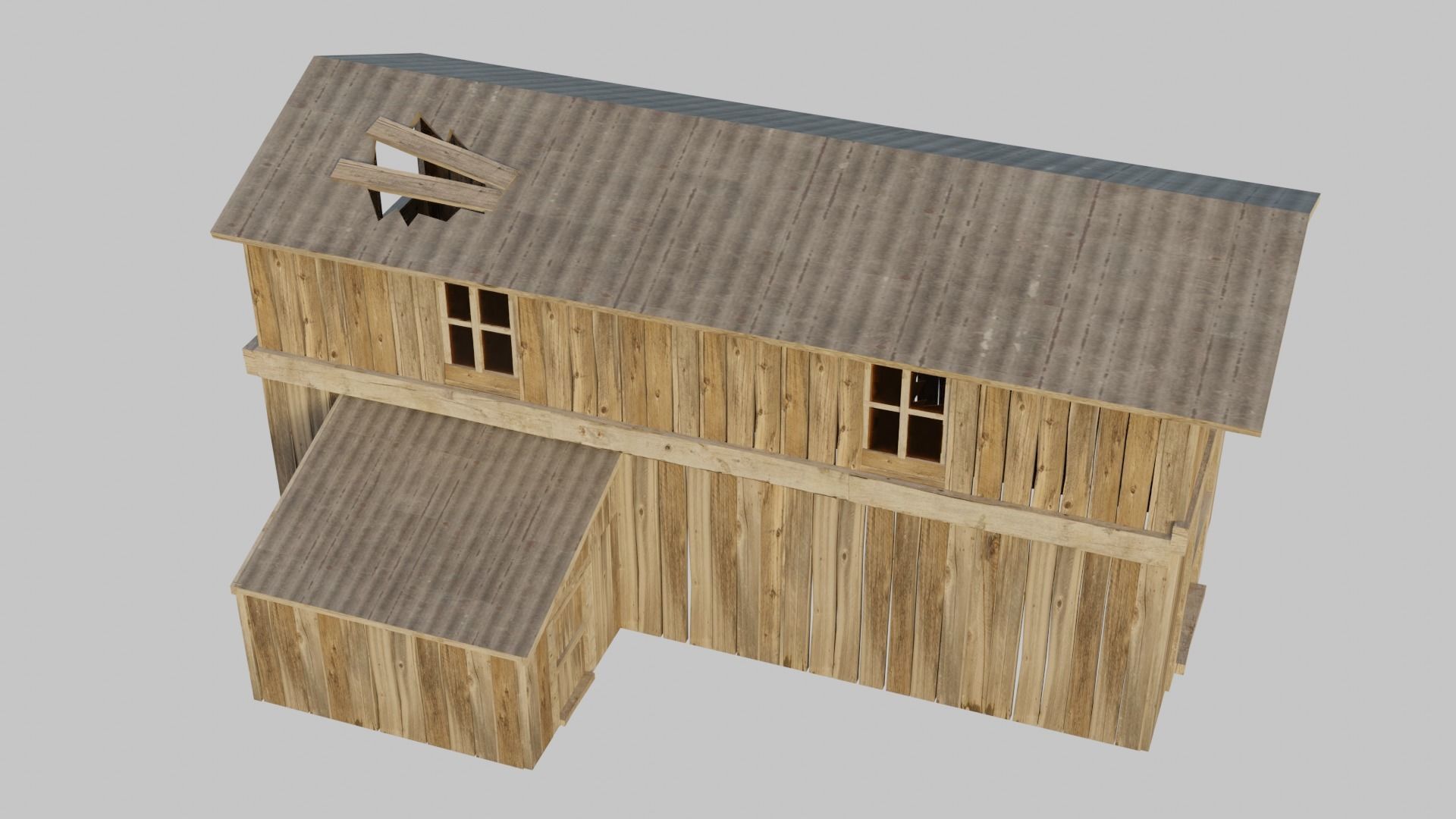 Old Wooden Farmhouse Low poly 3D Model Low-poly 3D model_4