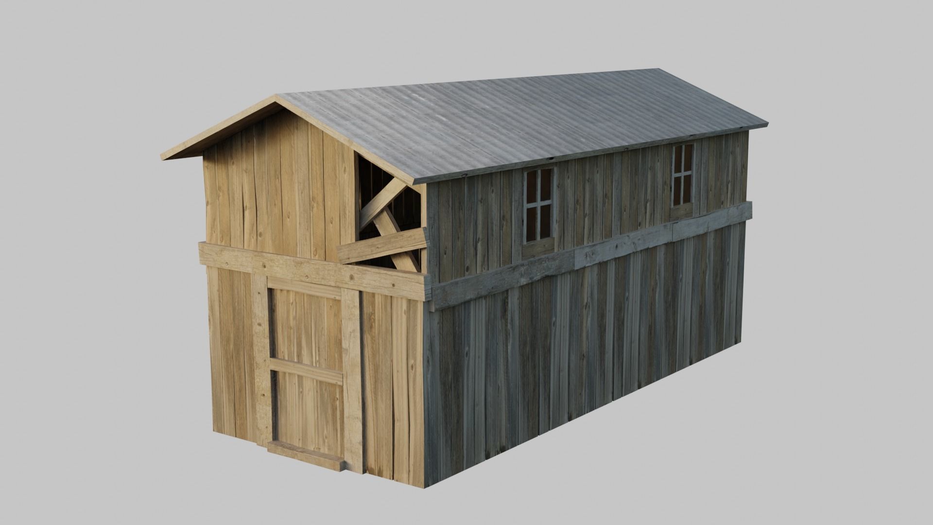 Old Wooden Farmhouse Low poly 3D Model Low-poly 3D model_2