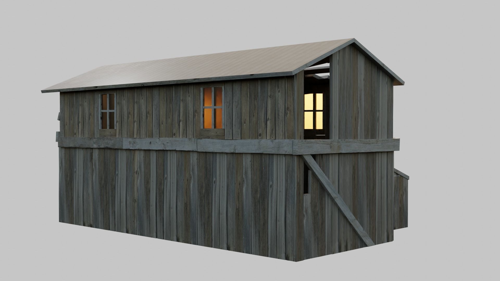 Old Wooden Farmhouse Low poly 3D Model Low-poly 3D model_6