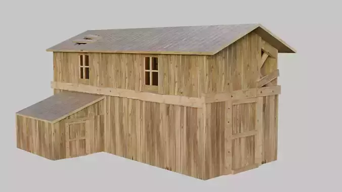 Old Wooden Farmhouse Low poly 3D Model