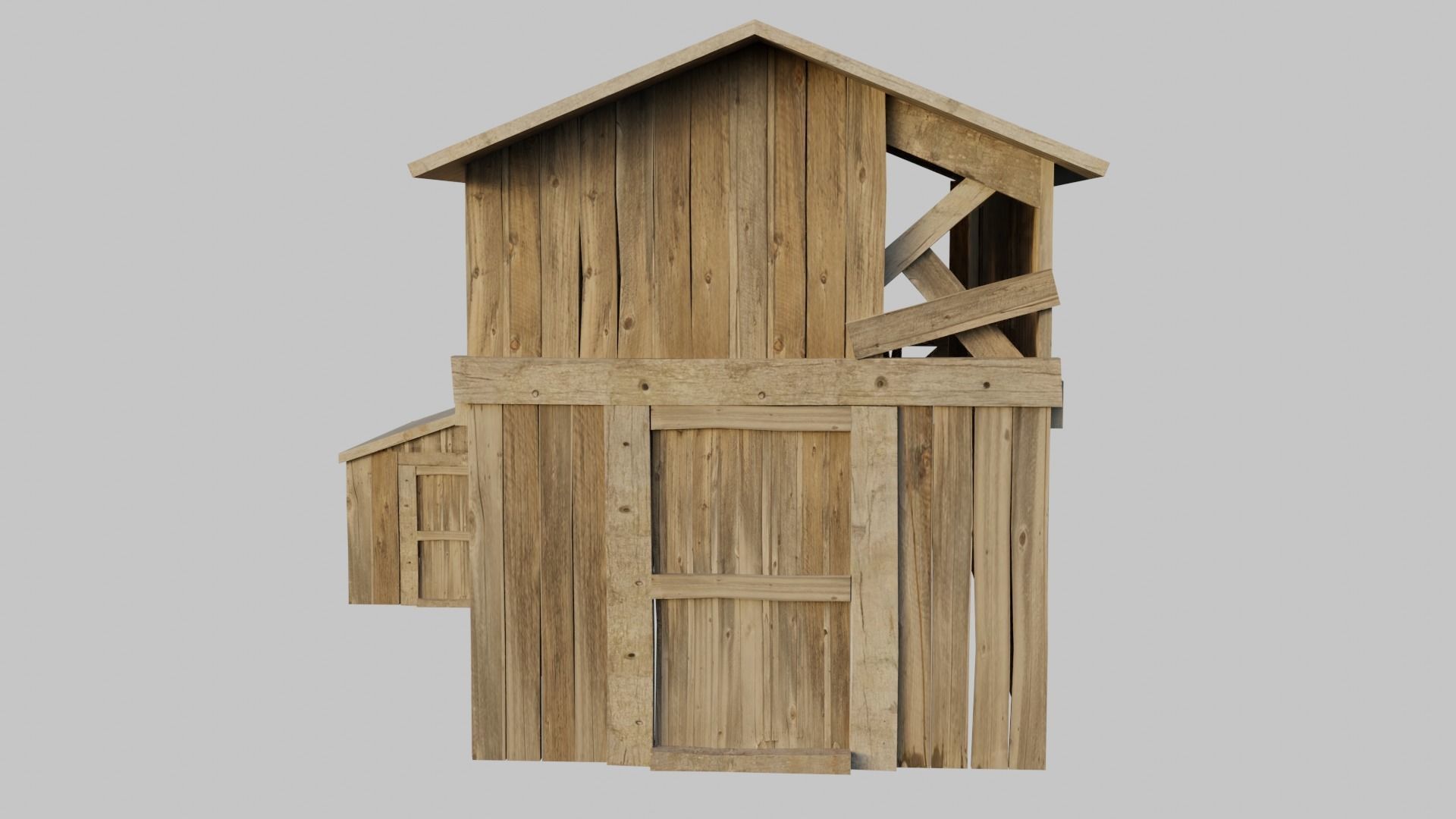 Old Wooden Farmhouse Low poly 3D Model Low-poly 3D model_1