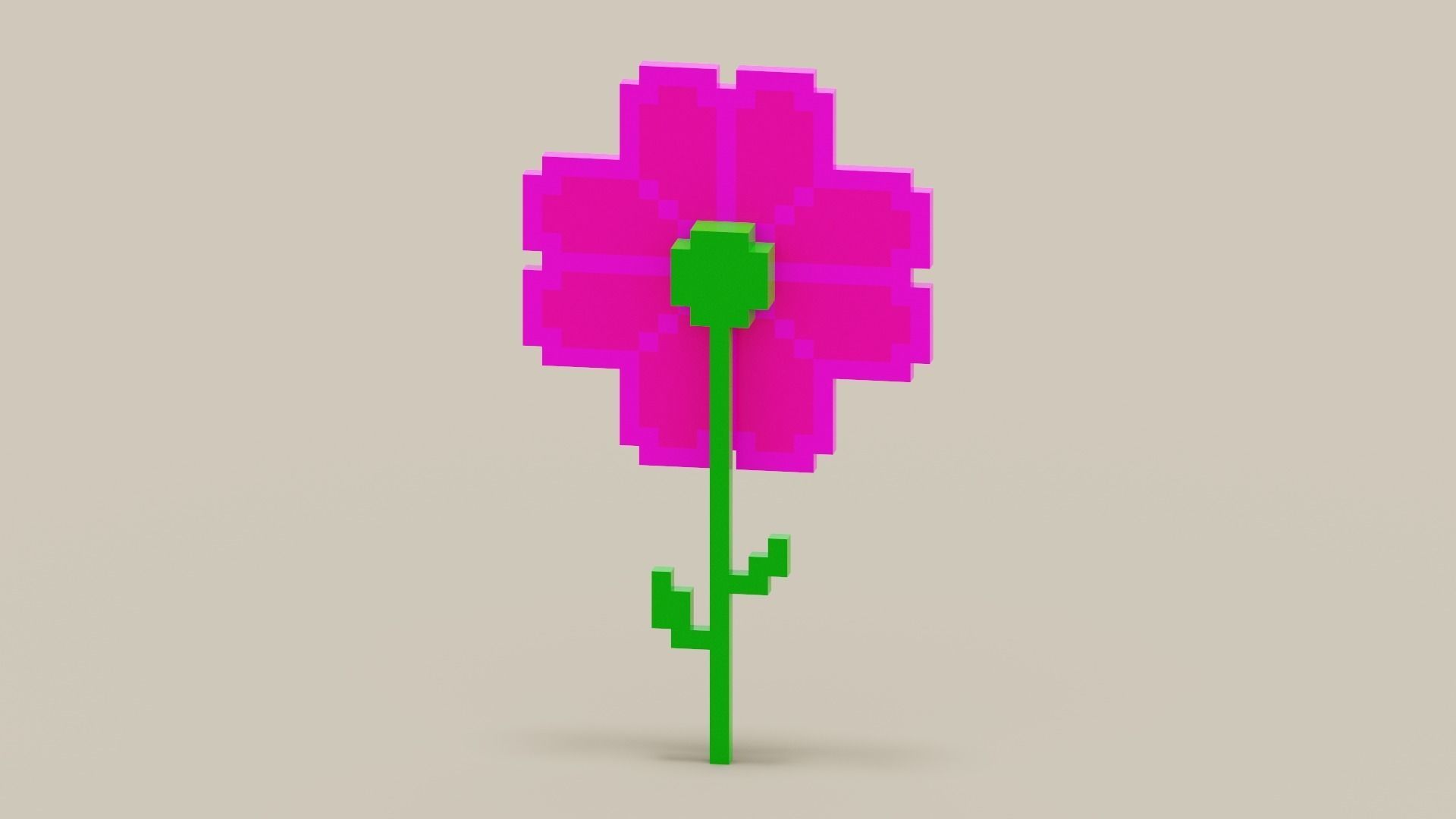Voxel Pink Daisy Low-poly 3D model_9