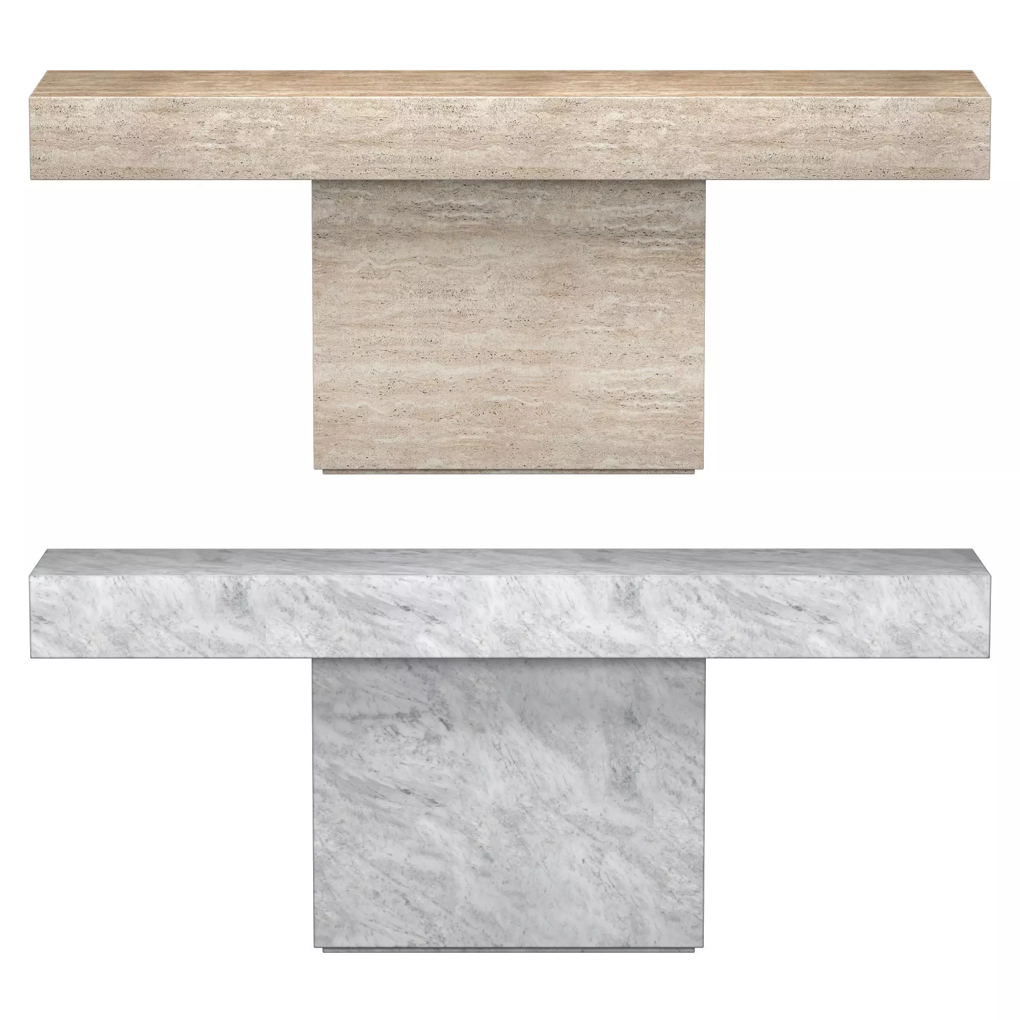 ITALIAN TRAVERTINE PLINTH CONSOLE TABLE 3D model_0