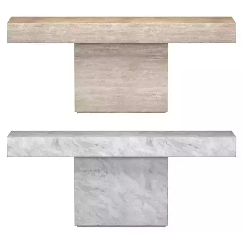 ITALIAN TRAVERTINE PLINTH CONSOLE TABLE