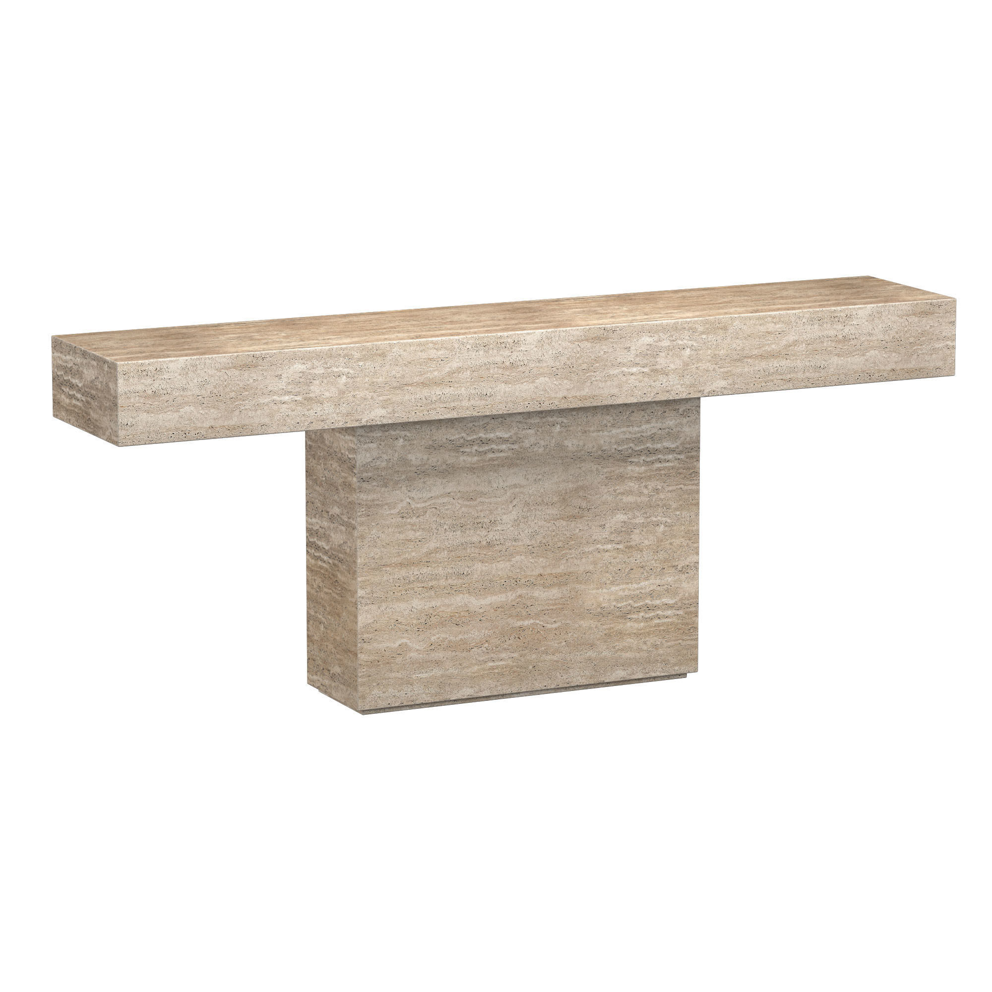 ITALIAN TRAVERTINE PLINTH CONSOLE TABLE 3D model_2