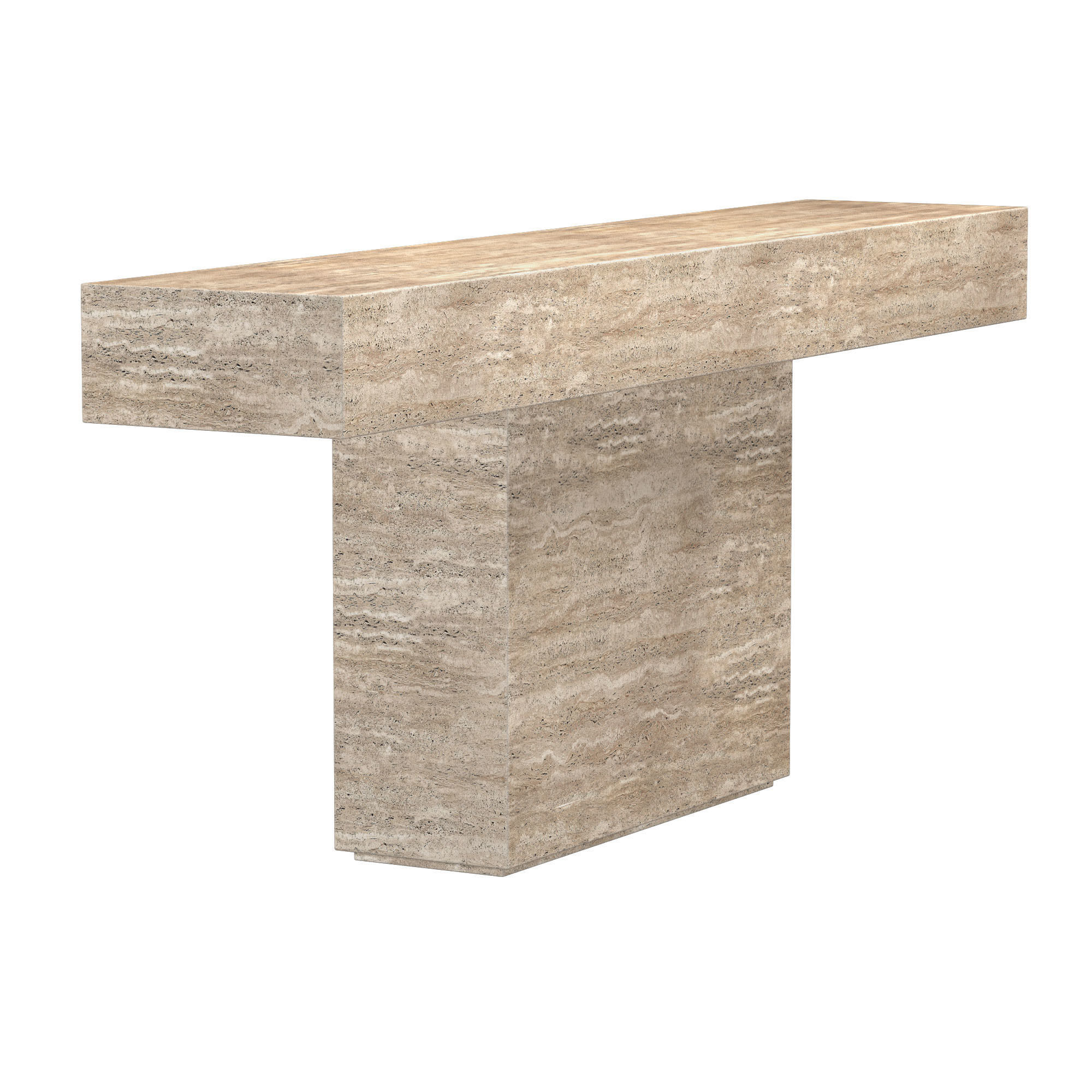 ITALIAN TRAVERTINE PLINTH CONSOLE TABLE 3D model_1