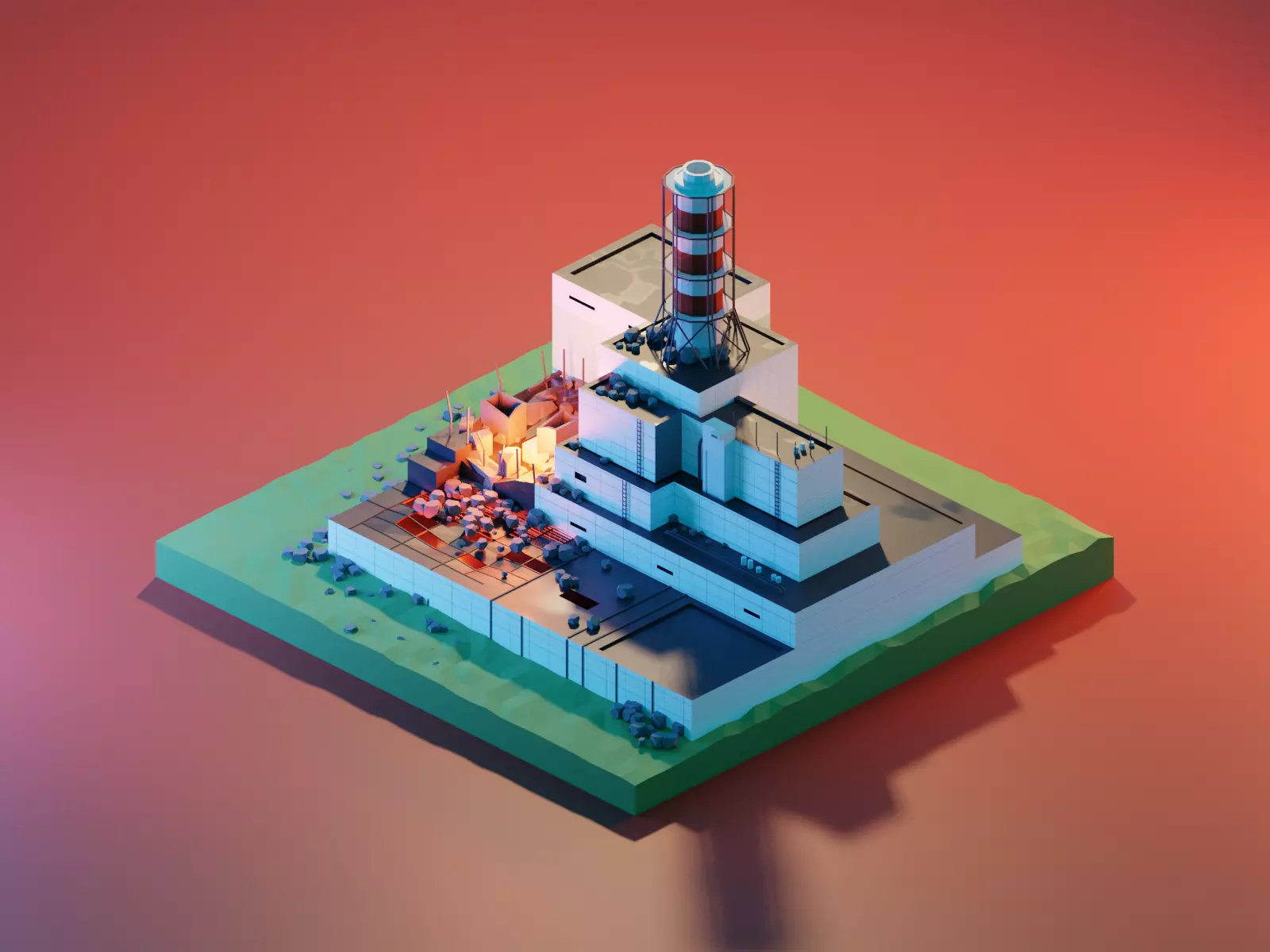 chernobyl 3D Model Render in  blender Low-poly 3D model_0