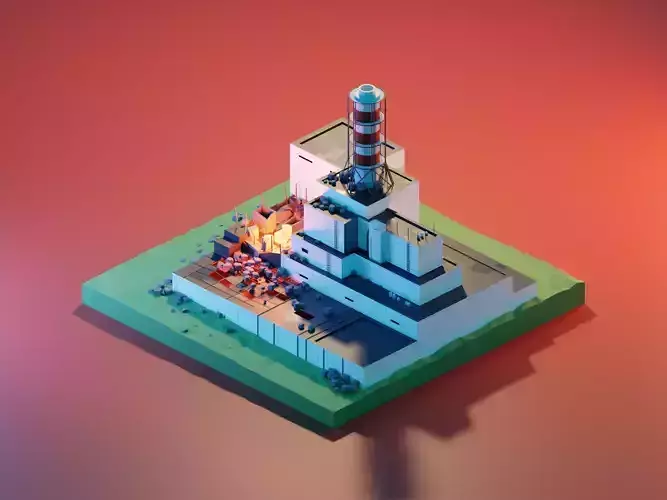 chernobyl 3D Model Render in  blender Low-poly 3D model