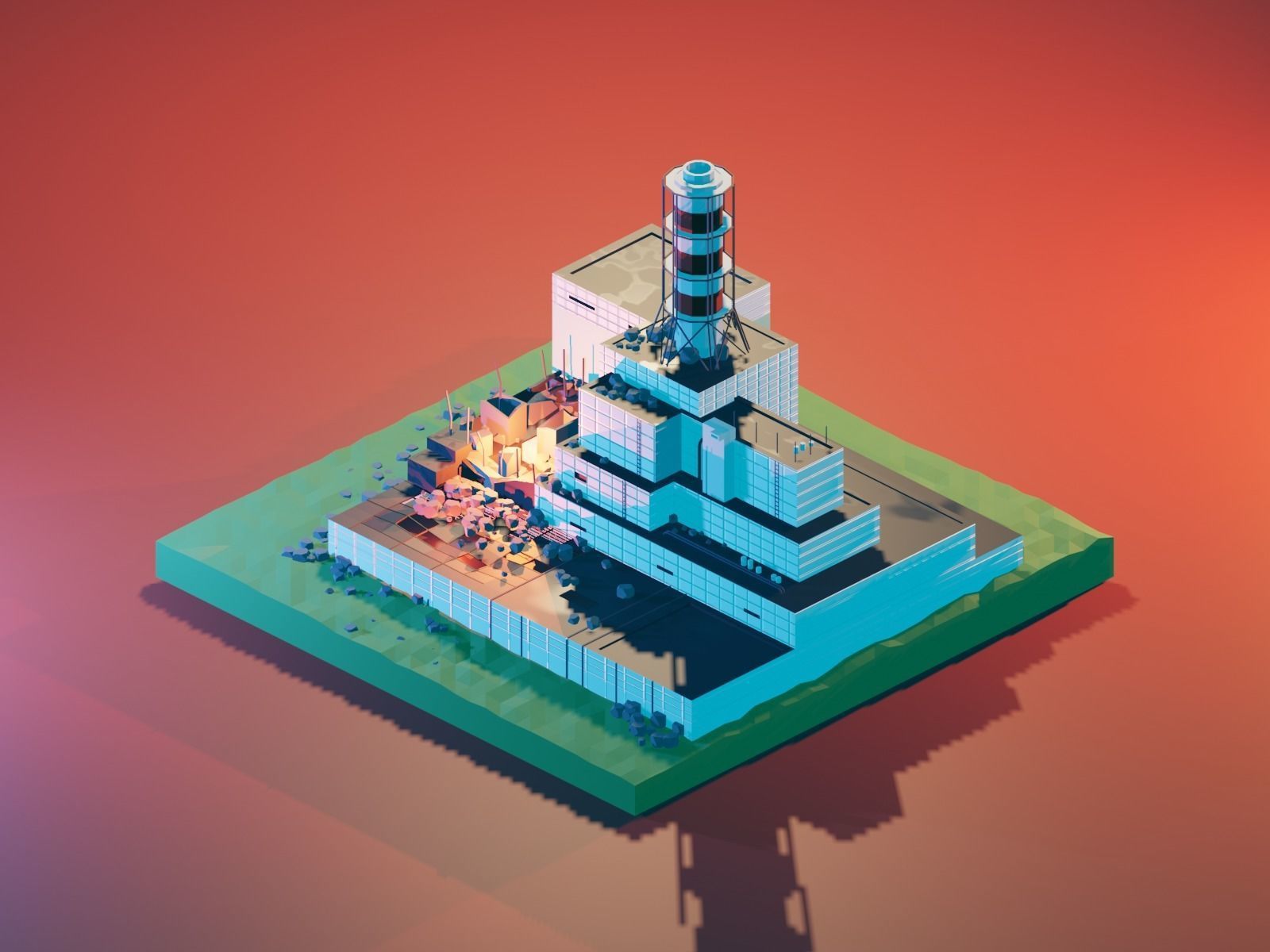 chernobyl 3D Model Render in  blender Low-poly 3D model_1
