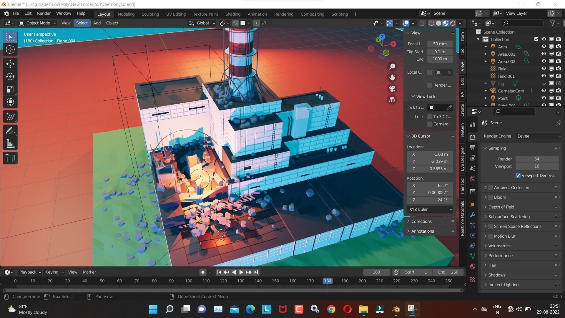 chernobyl 3D Model Render in  blender Low-poly 3D model_7