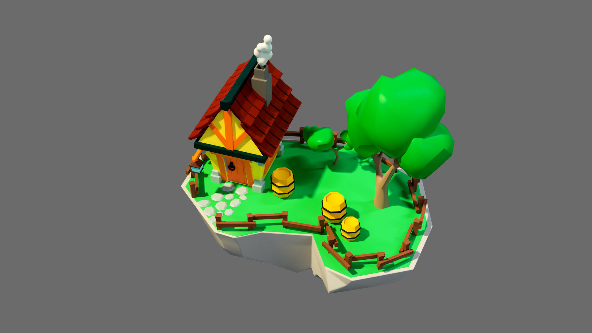 island 2 house on Low-poly 3D model_3