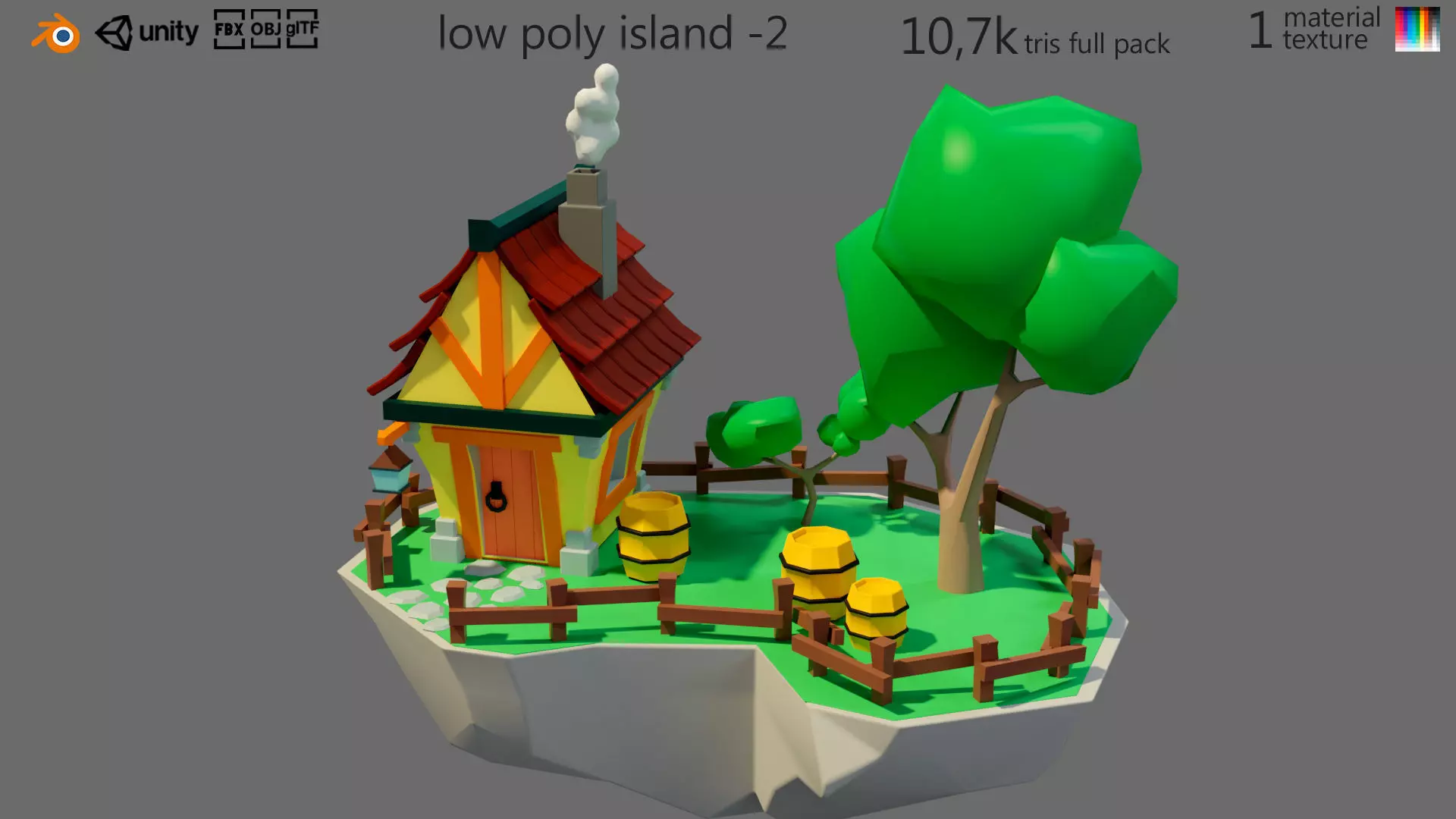 island 2 house on Low-poly 3D model_0