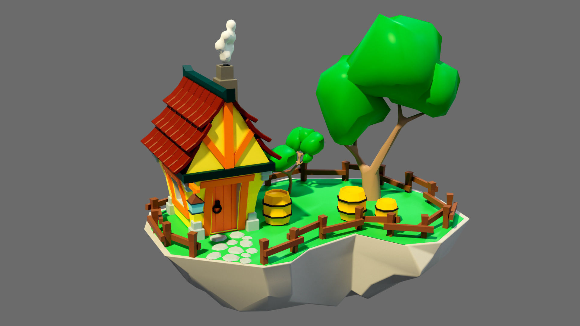 island 2 house on Low-poly 3D model_1