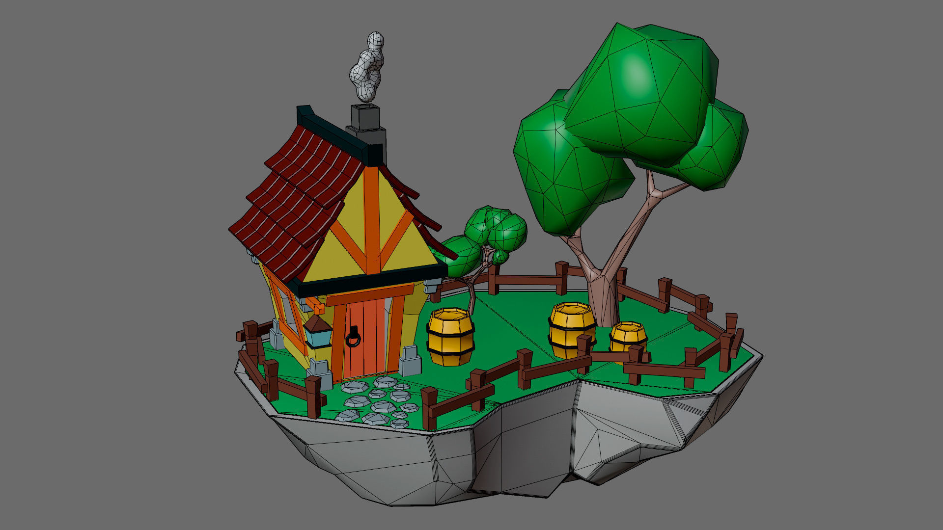 island 2 house on Low-poly 3D model_4