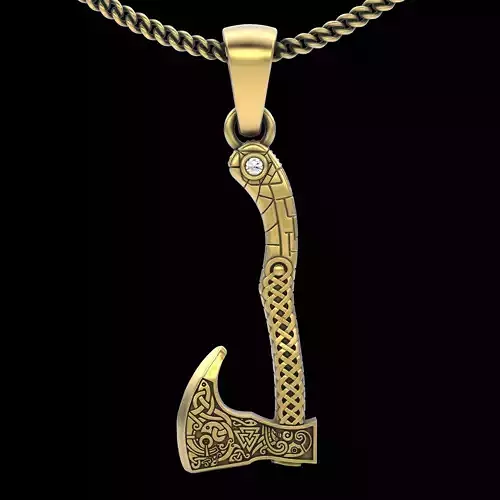 Axe pendant  gold jewelry printable 3D model