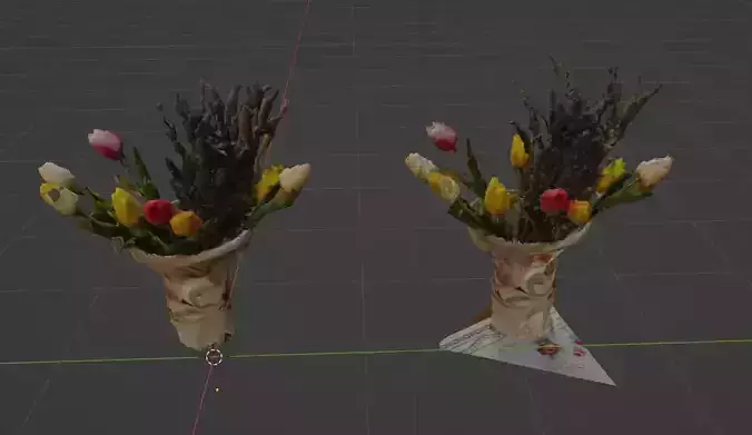 Flowers with pot tulip and lavender 3D model