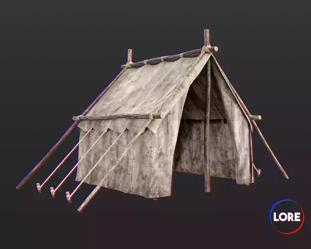 Medieval Crude Camp Tent Medium Low-poly 3D model