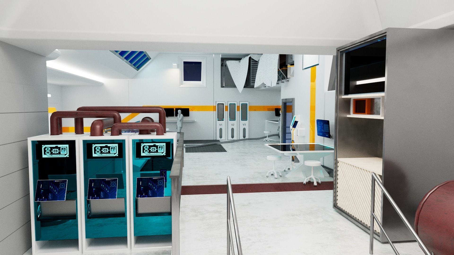 Modular SCI-FI Interior Serie B engineering room 3D model_2