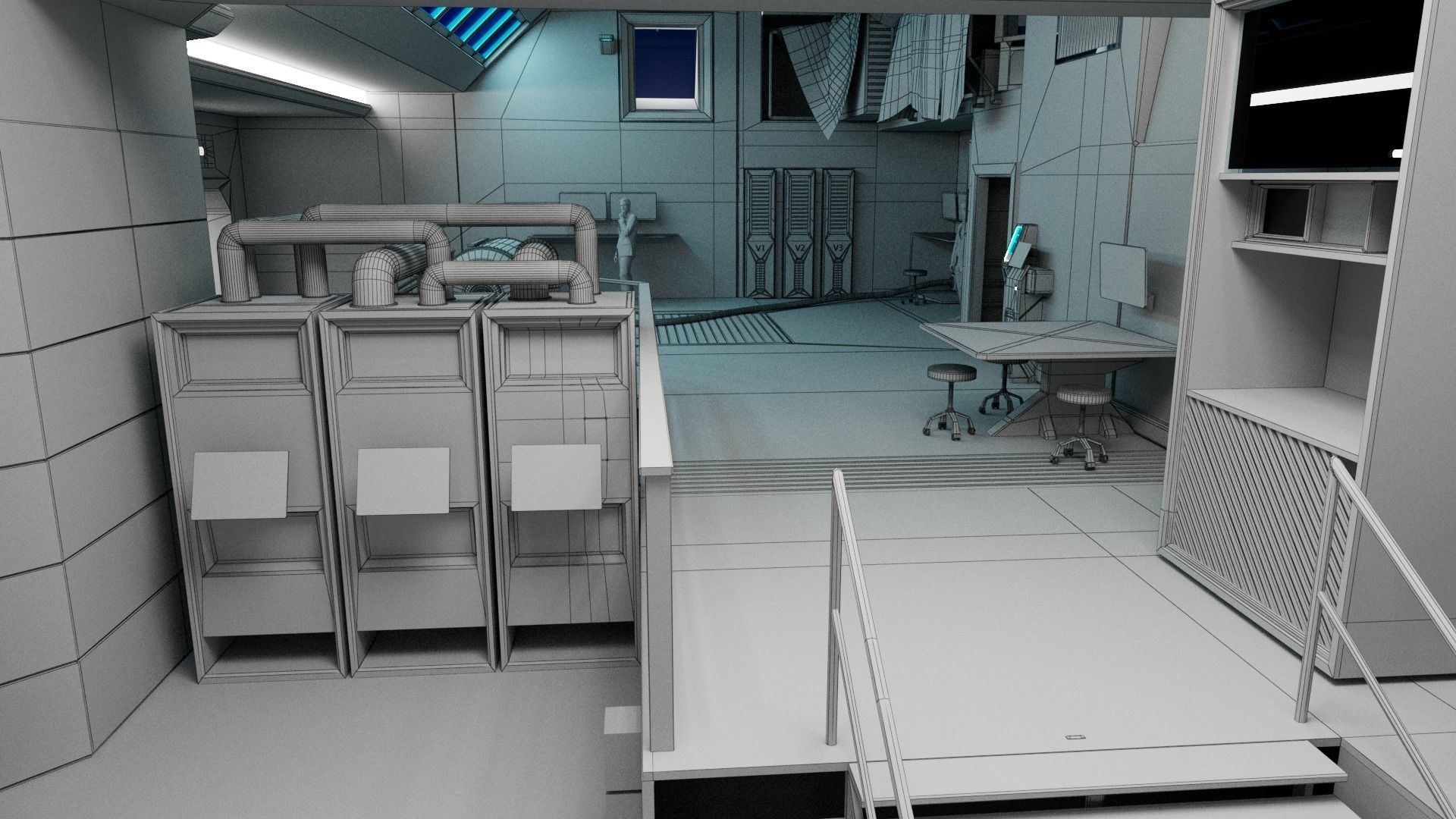 Modular SCI-FI Interior Serie B engineering room 3D model_6