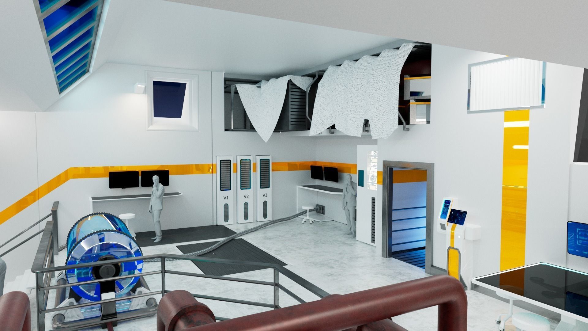 Modular SCI-FI Interior Serie B engineering room 3D model_4