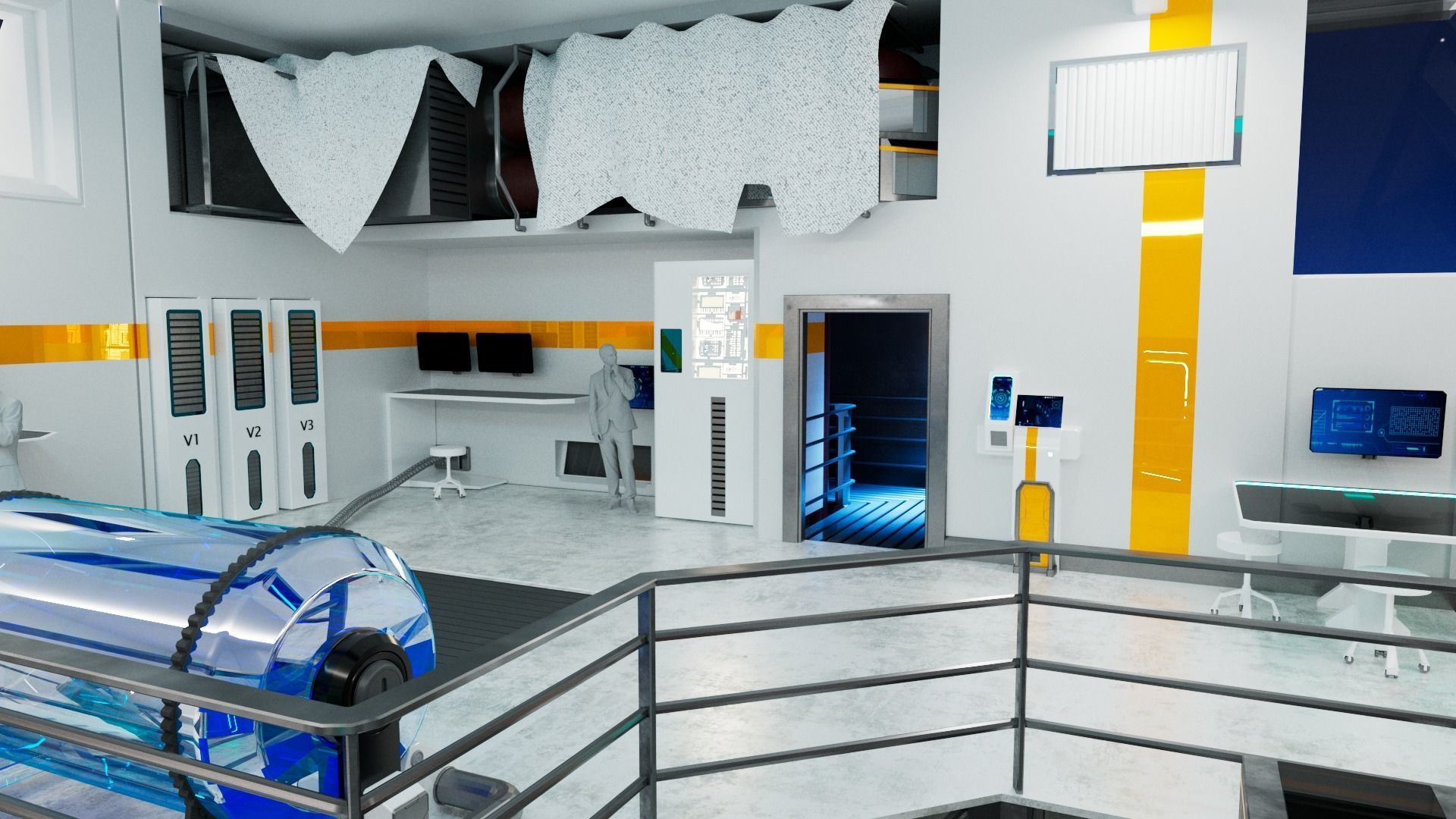 Modular SCI-FI Interior Serie B engineering room 3D model_1