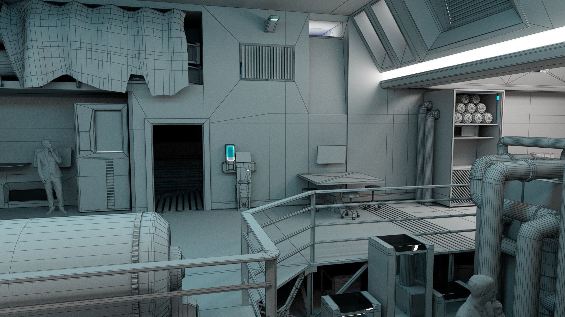 Modular SCI-FI Interior Serie B engineering room 3D model_7