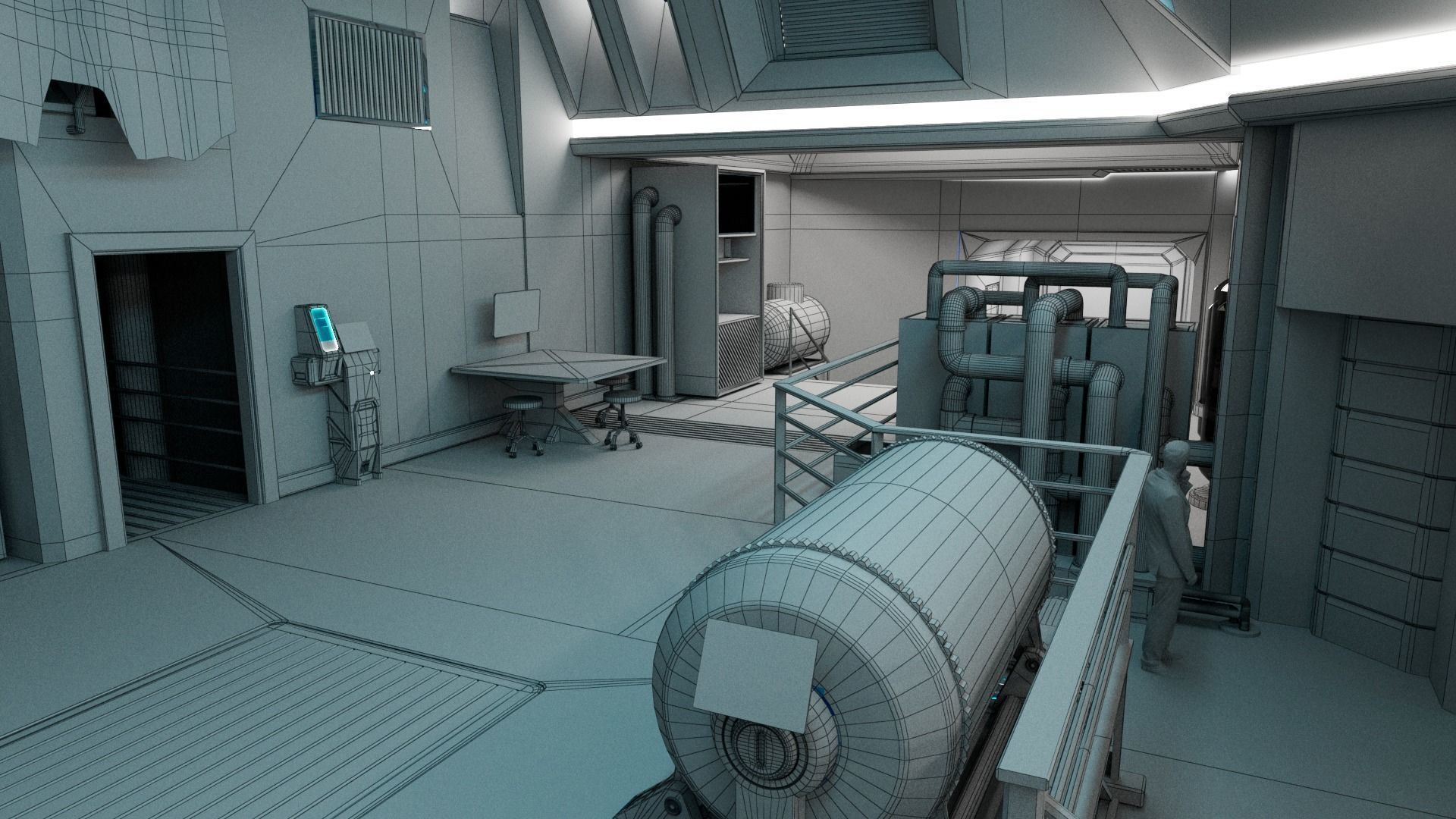 Modular SCI-FI Interior Serie B engineering room 3D model_5