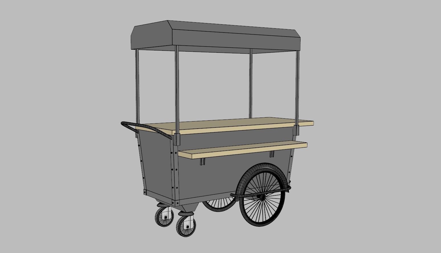 Mobile Coffee Cart 3D model_7