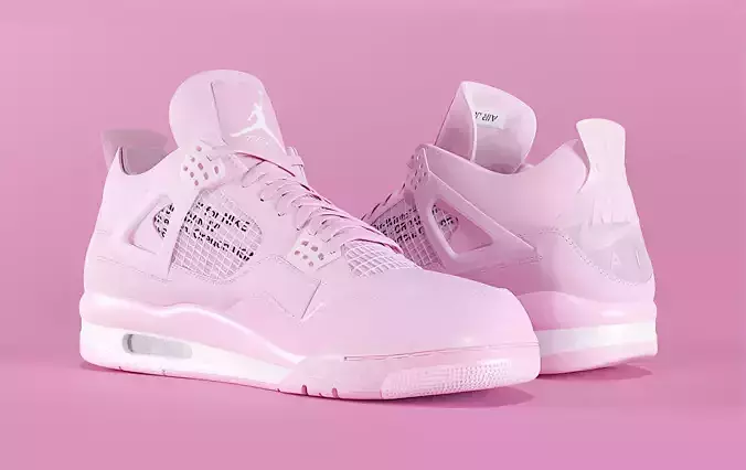 Jordan 4 Off White Pink  Low-poly 3D model